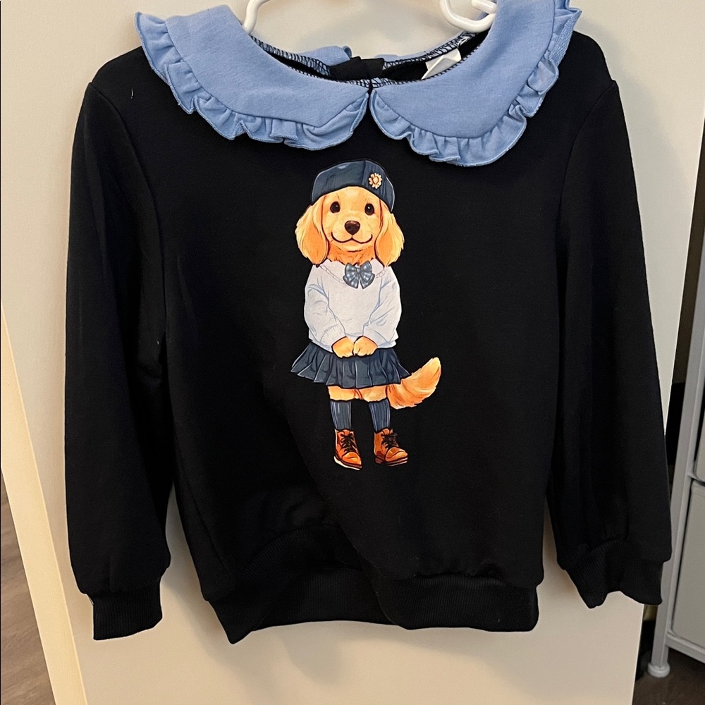 SHEIN Blue Ruffled Collar Top